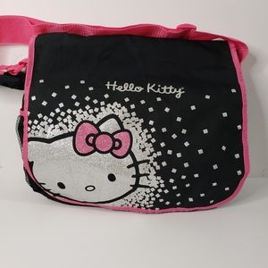 Hello Kitty Black & Pink Messenger Crossbody Bag Multi Pocket